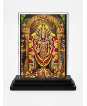 Venkateswara Acrylic Car Dashboard Showpiece | Double-Sided Venkateswara Photo Stand | 3 X 4 Inch Photo | Transparent Acrylic Frame With Black Base | Car Dashboard, Office & Table Decor (F72163)