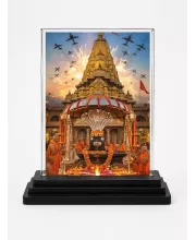 Shri Mahakaleshwar Jyotirlinga Temple Acrylic Car Dashboard Showpiece | Double-Sided Shri Mahakaleshwar Jyotirlinga Temple Photo Stand | 3 X 4 Inch Photo | Transparent Acrylic Frame With Black Base | Car Dashboard, Office & Table Decor (F72166)