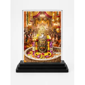 Shiva Acrylic Car Dashboard Showpiece | Double-Sided Shiva Photo Stand | 3 X 4 Inch Photo | Transparent Acrylic Frame With Black Base | Car Dashboard, Office & Table Decor (F72168)
