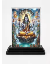 Shiva Acrylic Car Dashboard Showpiece | Double-Sided Shiva Photo Stand | 3 X 4 Inch Photo | Transparent Acrylic Frame With Black Base | Car Dashboard, Office & Table Decor (F72176)