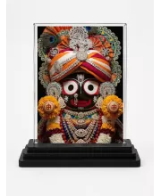 Jagannatha Acrylic Car Dashboard Showpiece | Double-Sided Jagannatha Photo Stand | 3 X 4 Inch Photo | Transparent Acrylic Frame With Black Base | Car Dashboard, Office & Table Decor (F72178)