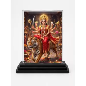 Durga Acrylic Car Dashboard Showpiece | Double-Sided Durga Photo Stand | 3 X 4 Inch Photo | Transparent Acrylic Frame With Black Base | Car Dashboard, Office & Table Decor (F72180) Durga Acrylic Car Dashboard Showpiece | Double-Sided Durga Photo Stand | 3 X 4 Inch Photo | Transparent Acrylic Frame With Black Base | Car Dashboard, Office & Table Decor (F72180)