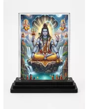 Shiva Acrylic Car Dashboard Showpiece | Double-Sided Shiva Photo Stand | 3 X 4 Inch Photo | Transparent Acrylic Frame With Black Base | Car Dashboard, Office & Table Decor (F72181)