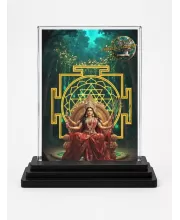 Tripura Sundari Acrylic Car Dashboard Showpiece | Double-Sided Tripura Sundari Photo Stand | 3 X 4 Inch Photo | Transparent Acrylic Frame With Black Base | Car Dashboard, Office & Table Decor (F72182)