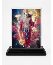 Vishnu Acrylic Car Dashboard Showpiece | Double-Sided Vishnu Photo Stand | 3 X 4 Inch Photo | Transparent Acrylic Frame With Black Base | Car Dashboard, Office & Table Decor (F72183)