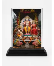 Lord Ganesha Acrylic Car Dashboard Showpiece | Double-Sided Lord Ganesha Photo Stand | 3 X 4 Inch Photo | Transparent Acrylic Frame With Black Base | Car Dashboard, Office & Table Decor (F72184)