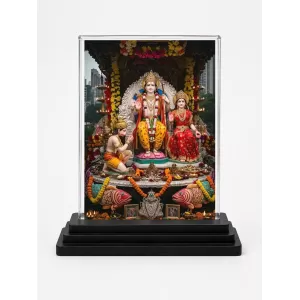 Lord Ganesha Acrylic Car Dashboard Showpiece | Double-Sided Lord Ganesha Photo Stand | 3 X 4 Inch Photo | Transparent Acrylic Frame With Black Base | Car Dashboard, Office & Table Decor (F72184)