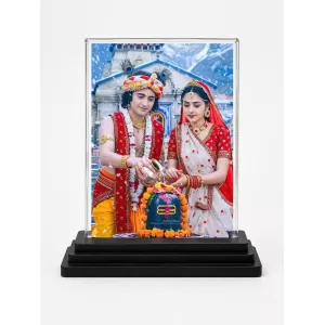 Krishna And Radha Acrylic Car Dashboard Showpiece | Double-Sided Krishna And Radha Photo Stand | 3 X 4 Inch Photo | Transparent Acrylic Frame With Black Base | Car Dashboard, Office & Table Decor (F72185) Krishna And Radha Acrylic Car Dashboard Showpiece | Double-Sided Krishna And Radha Photo Stand | 3 X 4 Inch Photo | Transparent Acrylic Frame With Black Base | Car Dashboard, Office & Table Decor (F72185)