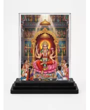 Lakshmi Acrylic Car Dashboard Showpiece | Double-Sided Lakshmi Photo Stand | 3 X 4 Inch Photo | Transparent Acrylic Frame With Black Base | Car Dashboard, Office & Table Decor (F72187)