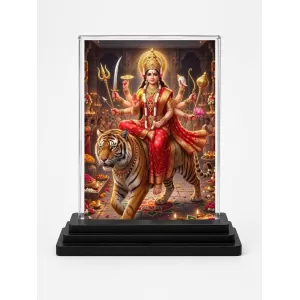 Durga Acrylic Car Dashboard Showpiece | Double-Sided Durga Photo Stand | 3 X 4 Inch Photo | Transparent Acrylic Frame With Black Base | Car Dashboard, Office & Table Decor (F72188) Durga Acrylic Car Dashboard Showpiece | Double-Sided Durga Photo Stand | 3 X 4 Inch Photo | Transparent Acrylic Frame With Black Base | Car Dashboard, Office & Table Decor (F72188)