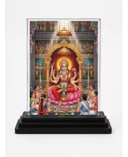 Lakshmi Acrylic Car Dashboard Showpiece | Double-Sided Lakshmi Photo Stand | 3 X 4 Inch Photo | Transparent Acrylic Frame With Black Base | Car Dashboard, Office & Table Decor (F72190)