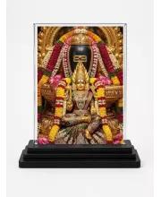 Meenakshi Acrylic Car Dashboard Showpiece | Double-Sided Meenakshi Photo Stand | 3 X 4 Inch Photo | Transparent Acrylic Frame With Black Base | Car Dashboard, Office & Table Decor (F72191)