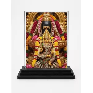 Meenakshi Acrylic Car Dashboard Showpiece | Double-Sided Meenakshi Photo Stand | 3 X 4 Inch Photo | Transparent Acrylic Frame With Black Base | Car Dashboard, Office & Table Decor (F72191)