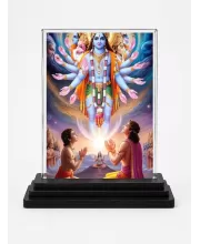Vishnu Acrylic Car Dashboard Showpiece | Double-Sided Vishnu Photo Stand | 3 X 4 Inch Photo | Transparent Acrylic Frame With Black Base | Car Dashboard, Office & Table Decor (F72193)