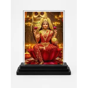 Lord Ganesha Acrylic Car Dashboard Showpiece | Double-Sided Lord Ganesha Photo Stand | 3 X 4 Inch Photo | Transparent Acrylic Frame With Black Base | Car Dashboard, Office & Table Decor (F72194)