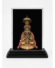 Lakshmi Acrylic Car Dashboard Showpiece | Double-Sided Lakshmi Photo Stand | 3 X 4 Inch Photo | Transparent Acrylic Frame With Black Base | Car Dashboard, Office & Table Decor (F72197)