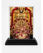 Lord Tirupati & Goddess Lakshmi Acrylic Car Dashboard Showpiece | Double-Sided Lord Tirupati & Goddess Lakshmi Photo Stand | 3 X 4 Inch Photo | Transparent Acrylic Frame With Black Base | Car Dashboard, Office & Table Decor (F72198)