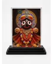 Jagannatha Acrylic Car Dashboard Showpiece | Double-Sided Jagannatha Photo Stand | 3 X 4 Inch Photo | Transparent Acrylic Frame With Black Base | Car Dashboard, Office & Table Decor (F72199)