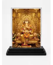 Ganesha Acrylic Car Dashboard Showpiece | Double-Sided Ganesha Photo Stand | 3 X 4 Inch Photo | Transparent Acrylic Frame With Black Base | Car Dashboard, Office & Table Decor (F72200)