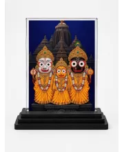 Jagannatha Acrylic Car Dashboard Showpiece | Double-Sided Jagannatha Photo Stand | 3 X 4 Inch Photo | Transparent Acrylic Frame With Black Base | Car Dashboard, Office & Table Decor (F72203)