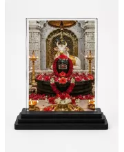 Lord Ganesha Acrylic Car Dashboard Showpiece | Double-Sided Lord Ganesha Photo Stand | 3 X 4 Inch Photo | Transparent Acrylic Frame With Black Base | Car Dashboard, Office & Table Decor (F72205)