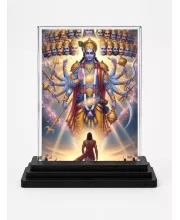 Vishnu Acrylic Car Dashboard Showpiece | Double-Sided Vishnu Photo Stand | 3 X 4 Inch Photo | Transparent Acrylic Frame With Black Base | Car Dashboard, Office & Table Decor (F72208)