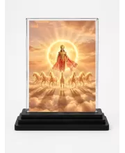 Surya Acrylic Car Dashboard Showpiece | Double-Sided Surya Photo Stand | 3 X 4 Inch Photo | Transparent Acrylic Frame With Black Base | Car Dashboard, Office & Table Decor (F72209)