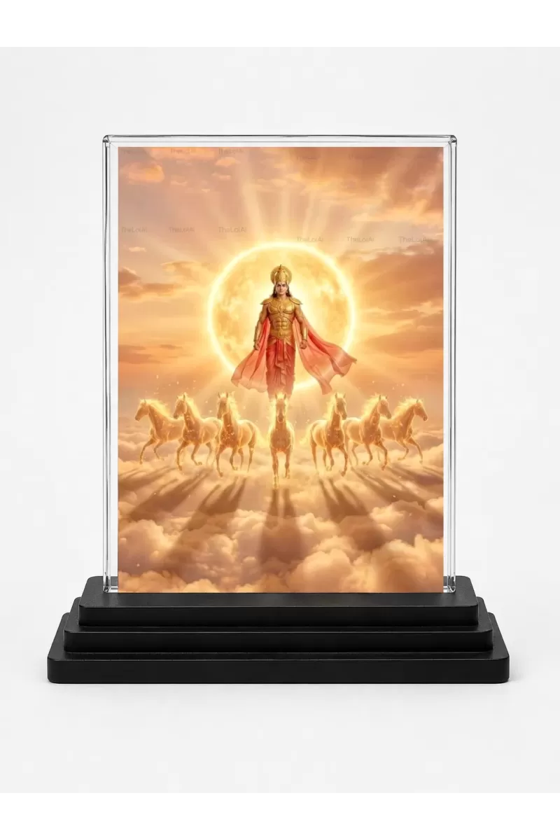 Surya Acrylic Car Dashboard Showpiece | Double-Sided Surya Photo Stand | 3 X 4 Inch Photo | Transparent Acrylic Frame With Black Base | Car Dashboard, Office & Table Decor (F72209)