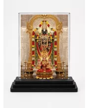 Tirupati Balaji Acrylic Car Dashboard Showpiece | Double-Sided Tirupati Balaji Photo Stand | 3 X 4 Inch Photo | Transparent Acrylic Frame With Black Base | Car Dashboard, Office & Table Decor (F72211)