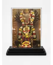Dhanvantari Acrylic Car Dashboard Showpiece | Double-Sided Dhanvantari Photo Stand | 3 X 4 Inch Photo | Transparent Acrylic Frame With Black Base | Car Dashboard, Office & Table Decor (F72212)