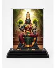 Ayodhya Mata Acrylic Car Dashboard Showpiece | Double-Sided Ayodhya Mata Photo Stand | 3 X 4 Inch Photo | Transparent Acrylic Frame With Black Base | Car Dashboard, Office & Table Decor (F72214)