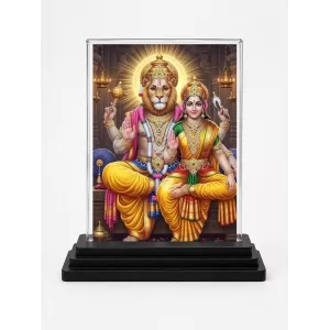Narasimha And Lakshmi Acrylic Car Dashboard Showpiece | Double-Sided Narasimha And Lakshmi Photo Stand | 3 X 4 Inch Photo | Transparent Acrylic Frame With Black Base | Car Dashboard, Office & Table Decor (F72216) Narasimha And Lakshmi Acrylic Car Dashboard Showpiece | Double-Sided Narasimha And Lakshmi Photo Stand | 3 X 4 Inch Photo | Transparent Acrylic Frame With Black Base | Car Dashboard, Office & Table Decor (F72216)