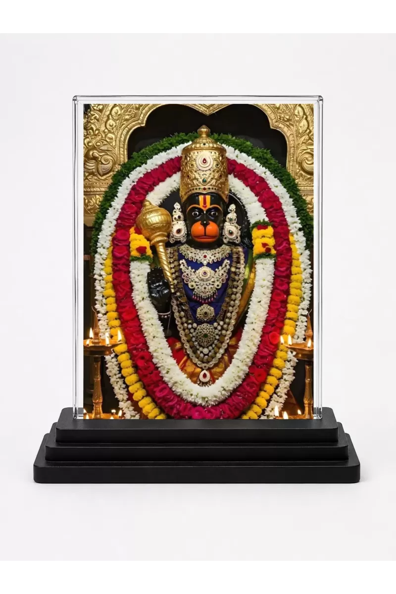 Veerabhadra Acrylic Car Dashboard Showpiece | Double-Sided Veerabhadra Photo Stand | 3 X 4 Inch Photo | Transparent Acrylic Frame With Black Base | Car Dashboard, Office & Table Decor (F72217)