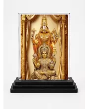 Lakshmi-Narayana Acrylic Car Dashboard Showpiece | Double-Sided Lakshmi-Narayana Photo Stand | 3 X 4 Inch Photo | Transparent Acrylic Frame With Black Base | Car Dashboard, Office & Table Decor (F72219)