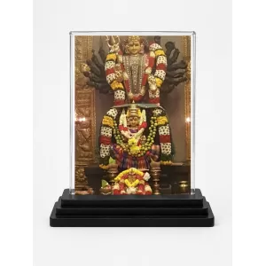Hanuman Acrylic Car Dashboard Showpiece | Double-Sided Hanuman Photo Stand | 3 X 4 Inch Photo | Transparent Acrylic Frame With Black Base | Car Dashboard, Office & Table Decor (F72220)