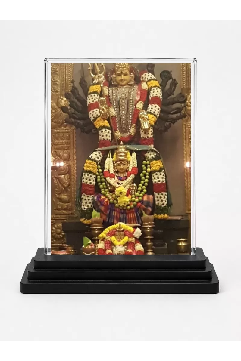 Hanuman Acrylic Car Dashboard Showpiece | Double-Sided Hanuman Photo Stand | 3 X 4 Inch Photo | Transparent Acrylic Frame With Black Base | Car Dashboard, Office & Table Decor (F72220)