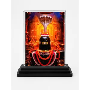 Shiva Acrylic Car Dashboard Showpiece | Double-Sided Shiva Photo Stand | 3 X 4 Inch Photo | Transparent Acrylic Frame With Black Base | Car Dashboard, Office & Table Decor (F72222)