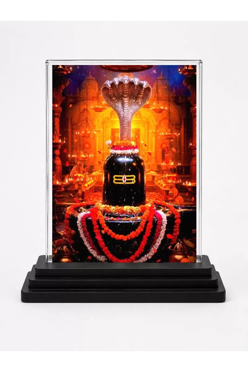 Shiva Acrylic Car Dashboard Showpiece | Double-Sided Shiva Photo Stand | 3 X 4 Inch Photo | Transparent Acrylic Frame With Black Base | Car Dashboard, Office & Table Decor (F72222)