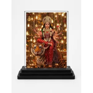 Durga Acrylic Car Dashboard Showpiece | Double-Sided Durga Photo Stand | 3 X 4 Inch Photo | Transparent Acrylic Frame With Black Base | Car Dashboard, Office & Table Decor (F72224) Durga Acrylic Car Dashboard Showpiece | Double-Sided Durga Photo Stand | 3 X 4 Inch Photo | Transparent Acrylic Frame With Black Base | Car Dashboard, Office & Table Decor (F72224)