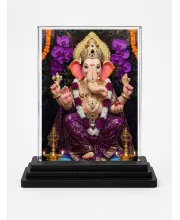 Lord Ganesha Acrylic Car Dashboard Showpiece | Double-Sided Lord Ganesha Photo Stand | 3 X 4 Inch Photo | Transparent Acrylic Frame With Black Base | Car Dashboard, Office & Table Decor (F72226)