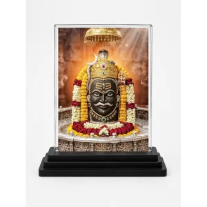Shiva Acrylic Car Dashboard Showpiece | Double-Sided Shiva Photo Stand | 3 X 4 Inch Photo | Transparent Acrylic Frame With Black Base | Car Dashboard, Office & Table Decor (F72227)