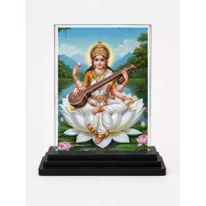 Saraswati Acrylic Car Dashboard Showpiece | Double-Sided Saraswati Photo Stand | 3 X 4 Inch Photo | Transparent Acrylic Frame With Black Base | Car Dashboard, Office & Table Decor (F72228) Saraswati Acrylic Car Dashboard Showpiece | Double-Sided Saraswati Photo Stand | 3 X 4 Inch Photo | Transparent Acrylic Frame With Black Base | Car Dashboard, Office & Table Decor (F72228)