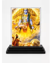 Krishna Acrylic Car Dashboard Showpiece | Double-Sided Krishna Photo Stand | 3 X 4 Inch Photo | Transparent Acrylic Frame With Black Base | Car Dashboard, Office & Table Decor (F72230)