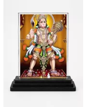 Hanuman Acrylic Car Dashboard Showpiece | Double-Sided Hanuman Photo Stand | 3 X 4 Inch Photo | Transparent Acrylic Frame With Black Base | Car Dashboard, Office & Table Decor (F72231)