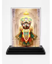 Jagannatha Acrylic Car Dashboard Showpiece | Double-Sided Jagannatha Photo Stand | 3 X 4 Inch Photo | Transparent Acrylic Frame With Black Base | Car Dashboard, Office & Table Decor (F72232)