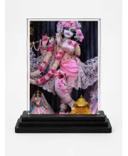 Krishna Acrylic Car Dashboard Showpiece | Double-Sided Krishna Photo Stand | 3 X 4 Inch Photo | Transparent Acrylic Frame With Black Base | Car Dashboard, Office & Table Decor (F72233)