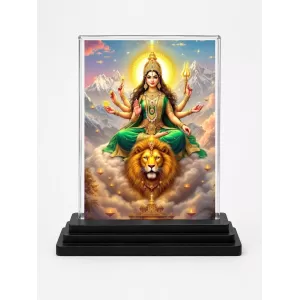 Durga Acrylic Car Dashboard Showpiece | Double-Sided Durga Photo Stand | 3 X 4 Inch Photo | Transparent Acrylic Frame With Black Base | Car Dashboard, Office & Table Decor (F72235) Durga Acrylic Car Dashboard Showpiece | Double-Sided Durga Photo Stand | 3 X 4 Inch Photo | Transparent Acrylic Frame With Black Base | Car Dashboard, Office & Table Decor (F72235)