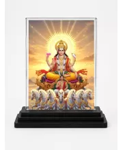 Surya Acrylic Car Dashboard Showpiece | Double-Sided Surya Photo Stand | 3 X 4 Inch Photo | Transparent Acrylic Frame With Black Base | Car Dashboard, Office & Table Decor (F72237)
