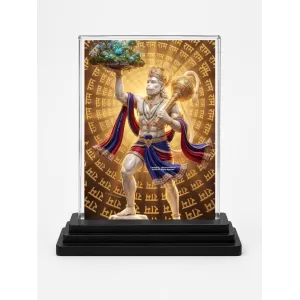 Hanuman Acrylic Car Dashboard Showpiece | Double-Sided Hanuman Photo Stand | 3 X 4 Inch Photo | Transparent Acrylic Frame With Black Base | Car Dashboard, Office & Table Decor (F72240)