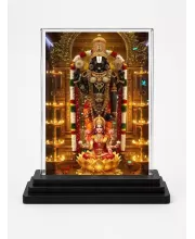 Lakshmi Acrylic Car Dashboard Showpiece | Double-Sided Lakshmi Photo Stand | 3 X 4 Inch Photo | Transparent Acrylic Frame With Black Base | Car Dashboard, Office & Table Decor (F72242)